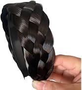 Jowxsx Black Brown Twist Braided Headband Wig Wide-Brimmed Hair Hoop Simple Ponytail Braid Hairpi...