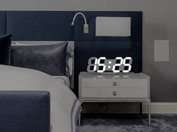 EDUP Home 3D LED Digital Wall Clock Desk Alarm Clock with Remote Control