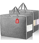 2Pack 105L Extra Large Storage Bags, Folding Moving Comforter Blanket Storage Bags Closet Organiz...