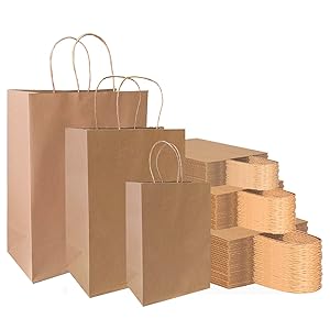 Three sizes kraft paper bags