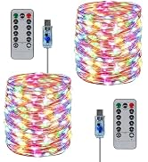 Twinkle Fairy Lights 8 Modes with Remote and Timer 33ft 100LED USB Plug in String Lights Waterpro...