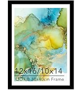 QOTIB Wood 12x16 Frame Black with 10x14 Mat, for 30 x 40cm Diamond Art Painting, Display Picture ...