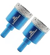 Dry Diamond Drill Bit Set,BRSCHNITT 2pcs 35mm Diamond Hole Saw Core Drill Bit with Round Shank fo...
