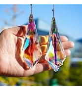 H&D HYALINE & DORA 4.7" AB Coating Crystal Horns Prisms Suncatchers for Windows,Set of 2 Rainbow ...