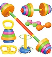6-in-1 Kids Weight Set- Dumbbell, Barbell, Kettlebell, Ring. Kids Workout Equipment Toy for Child...
