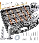weideer 1095pcs Self Tapping Screws for Metal, #8#10 M2 M3 M4 410 Stainless Steel Screws Assortme...