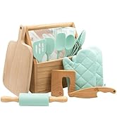 WeeSprout Little Chef Kids Cooking & Baking Set, 14 Piece Cooking Set with Real Kitchen Tools & K...