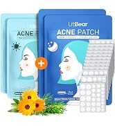 LitBear Acne Pimple Patches- Day and Night 4 Sizes 360 Dots Thin & Thick Hydrocolloid Patches wit...