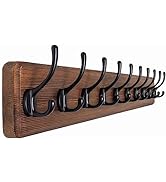 SKOLOO Rustic Large Wall Mounted Coat Rack: 38.6'' Long Coat Rack for Wall,16'' Hole to Hole, Pin...
