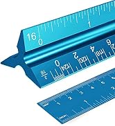 2PCS Architectural Scale Ruler, 12" Aluminum Architect Scale, Triangular Scale, Scale Ruler, Tria...