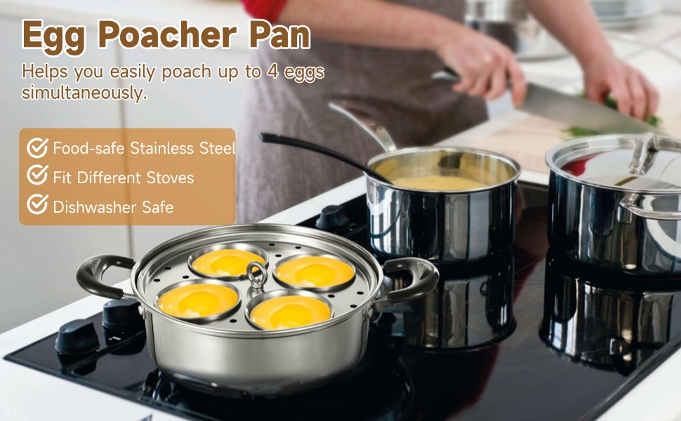 Egg Poacher Pan Nonstick 4 Eggs