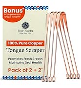 Natruveda Copper Tongue Scraper - Metal Oral Hygiene Tool for Kids, Reusable Mouth Scraper & Clea...