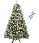 YITAHOME 6ft Prelit & Pre-Decorated Scotch Pine Christmas Tree with Remote Control, Frosted Chris...