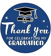 Blue Graduation Thank You Favor Stickers 60PCS 1.7 Inch Thank You for Celebrating My Graduation S...
