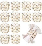 Crystal Metal Napkin Rings Set, Elegant Wedding/Party Table Decor, Shiny Holiday Dinner Accessori...