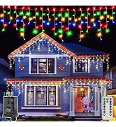 Ollny Icicle Lights Outdoor Multicolor, 594LED 49FT Christmas Lights with Remote 8 Modes Dimmable...
