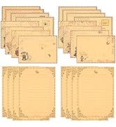 KSIWRE 48 PCS Vintage Style Stationery Paper and Envelopes Set, 32 PCS Lined Stationary Writing P...
