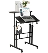SIDUCAL Mobile Standing Desk, Portable Stand Up, Small Adjustable Converter with Wheels Home Offi...