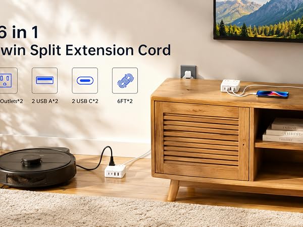 16 in 1 split extension cord