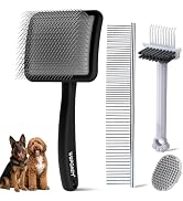 WOPQAEM Wooden Slicker Brush for Dogs, 4-in-1 Dog Brush Grooming Kit for Doodles Goldendoodles & ...