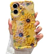 XIZYO Case for iPhone 16 Plus Oil Painting Flower-Double Sunflower/Yellow | Girly Cute Colorful R...