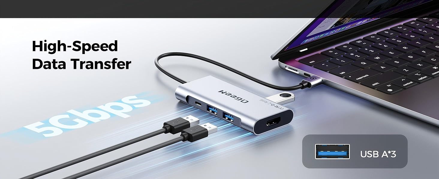 5 Gpbs data transfer hdmi to usb c adapter