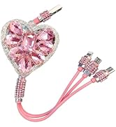Qurbuns Multi Charging Cable, 3-in-1 Bling Rhinestone Retractable Car Charging Cable with Type-C/...