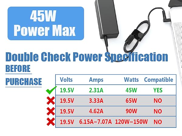 45 hp laptop power cord