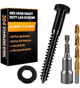Xpokcai Hex Head Lag Bolts for Wood, 1/4" x 2-1/2", Lag Screws 24 Count | Hex Head Lag Screws for...