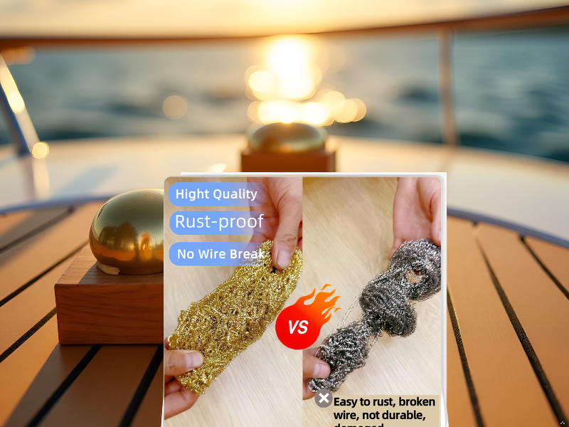 A wooden boat deck with the product lying on it, surrounded by coiled ropes and a life preserver.