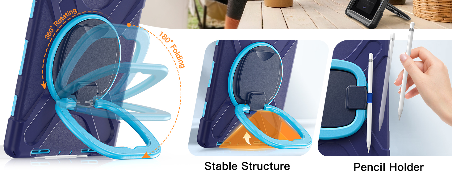 360° Rotating Kickstand can provide a stable support ,infinite viewing angle and free your hands