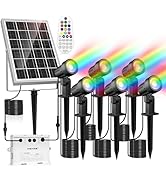 MEIKEE Solar Spot Lights Outdoor Color Changing, 6 in 1 Solar Landscape Lighting RGB Spotlights w...