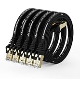 CableGeeker Cat 8 Ethernet Cable 3FT 5 Pack All-Black, 40Gbps 2000Mhz High Speed LAN Network Cabl...