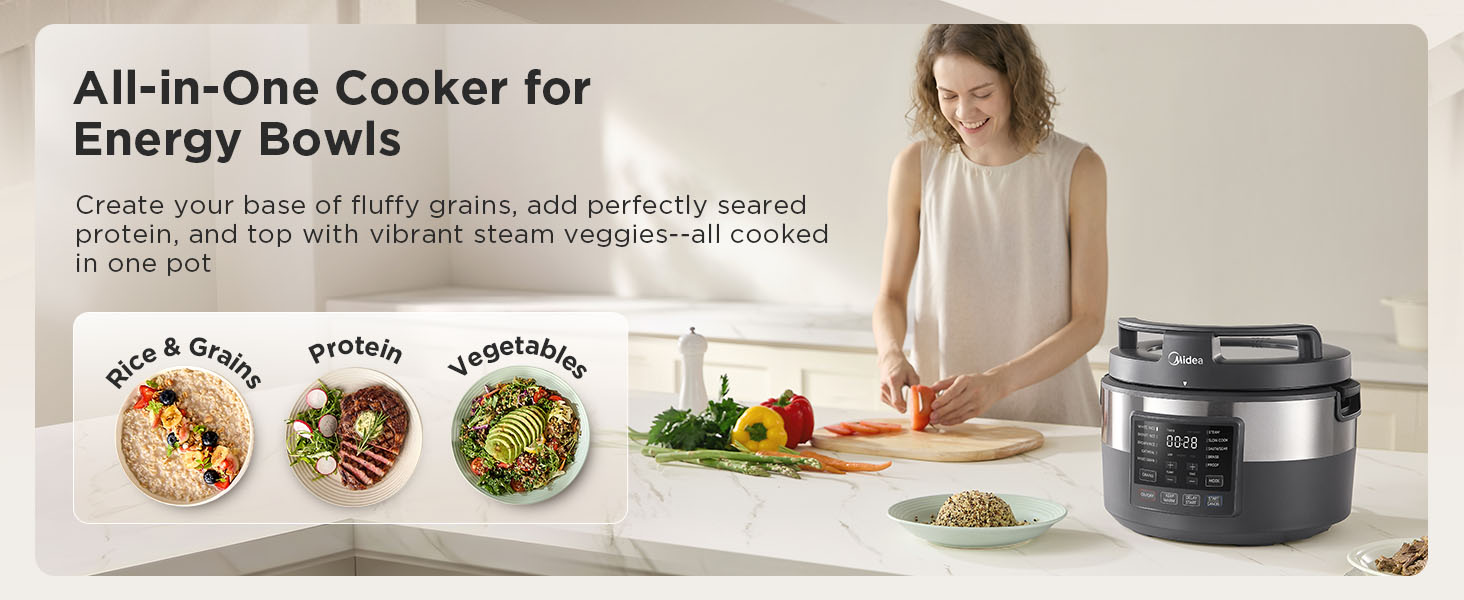All in one cooker for energy bowls