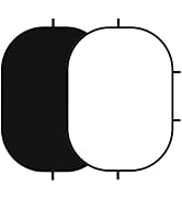 YUOCU 3.3x5ft/1x1.5m Chromakey Backdrop, 2-in-1 Black Screen and White Screen, Collapsible Revers...