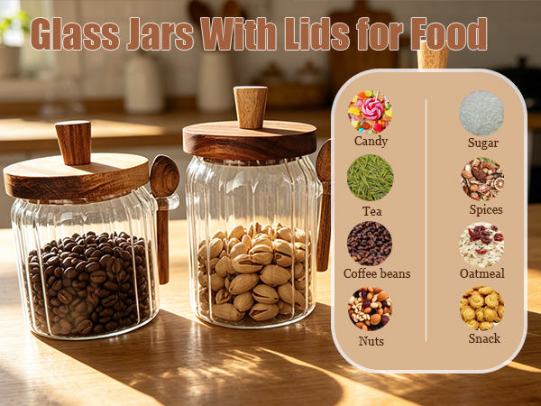 glass coffee container with scoop