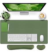 Bloss Keyboard Wrist Rest + Mouse Wrist Rest + Leather Desk Mat, Non-Slip Desk Mat Protector for ...