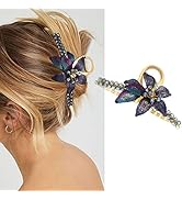 Brinie Flower Hair Claw Clip Beaded Hair Clip Gold Large Hair Claw Clamp Crystal Bead Hair Jaw Cl...