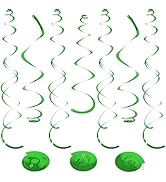 24 PCS Green Hanging Swirl, Sparkle Ceiling Hanging Decorations, Plastic Streamer Party Decoratio...