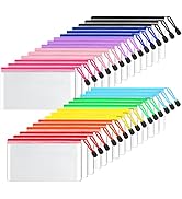 SUNEE Mesh Zipper Pouch 4x9 in (10 Colors, 30 Packs), Mesh Bags with Zipper for School Office Sup...