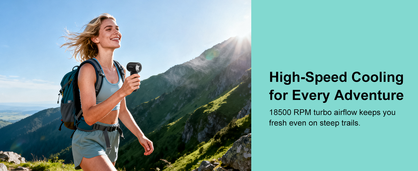 mini small fan portable handheld hand personal held cruise turbo travel rechargeable camping