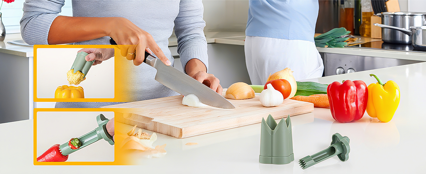 2 in 1 Red Bell Pepper Seed Corer Remover Tool