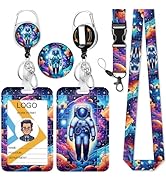 HASFINE Mystery Astronaut Badge Holder with Breakaway Lanyard & Retractable Badge Reel with Heavy...