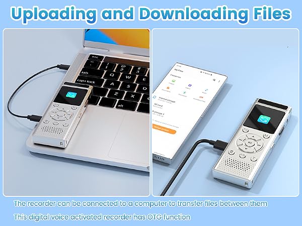 voice recorder with playback file transfer via computer and mobile phone