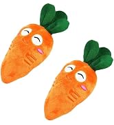 Czhotg 2Pcs Orange Soft Puppy Pet Supplies Cute Carrot Plush Chew Squeaker Sound Squeaky Toys for...
