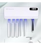 ZOZOO UV Toothbrush Sanitizeri Holder with 99.9% Cleaning,Air Dry,Heating,5+1+1 Slots,12 Hour Mem...