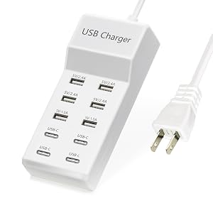 5V 10A(50W) USB Charging Station with 10-Port(6 USB-A Port & 4 USB-C Port)