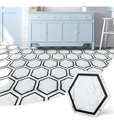 Art3d 30-Pack Hexagon Peel and Stick Flooring Tile Marble Look, Self Adhesive Waterproof Vinyl Fl...