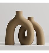 Hug Donut Decorative Vase Set - Tan Modern Rustic Farmhouse Style Vases Home Decor,Matte Ceramic ...
