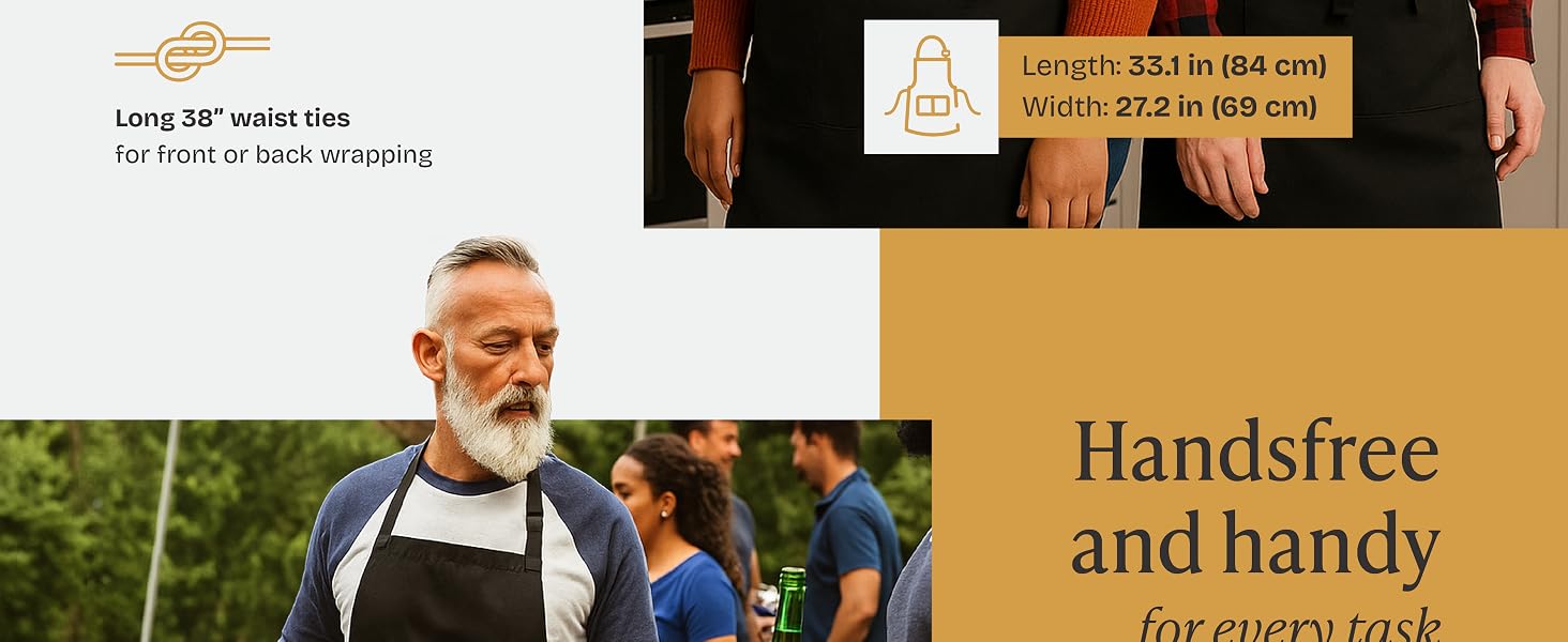 Middle-aged man having a barbecue while wearing the Will Well apron.